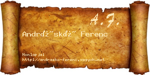 Andráskó Ferenc névjegykártya